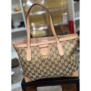 Gucci Beige GG Canvas Soft Stirrup Tote